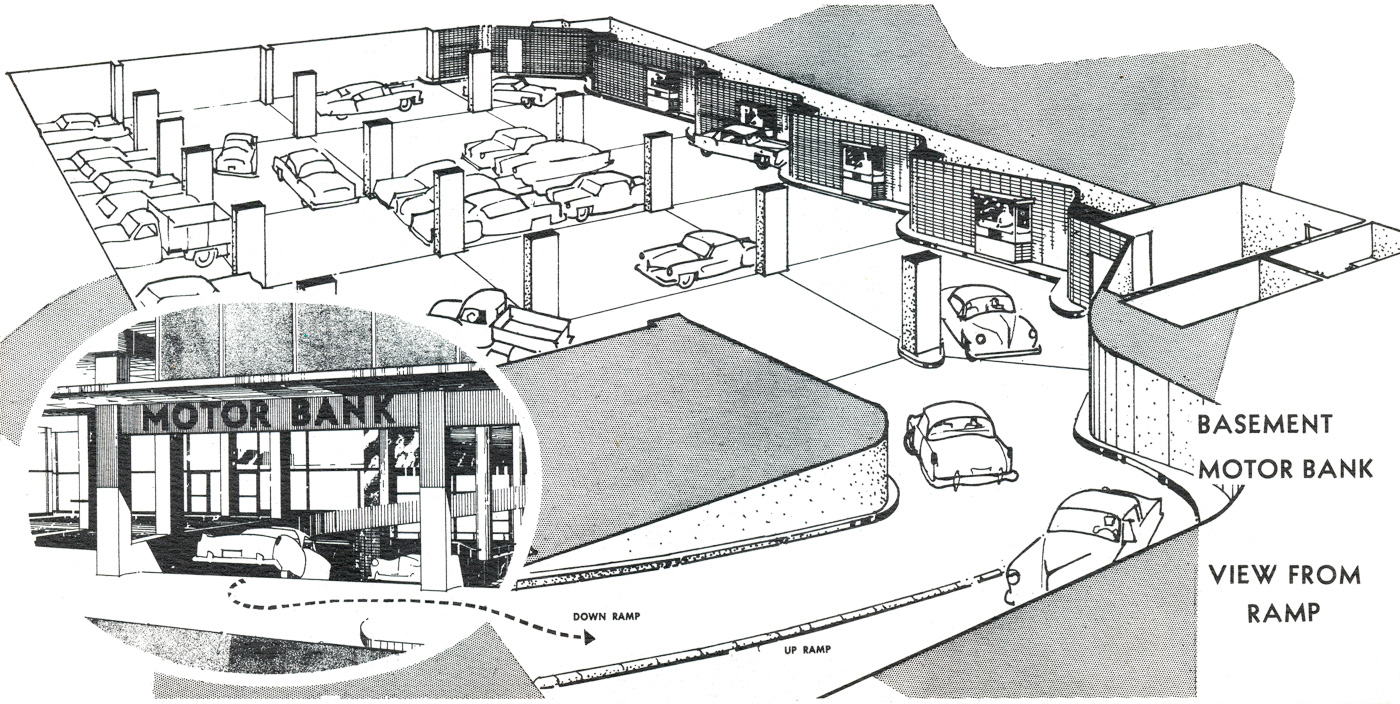 An old diagram drawing of an Underground parking lot.