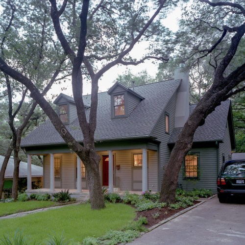The front face of a home.