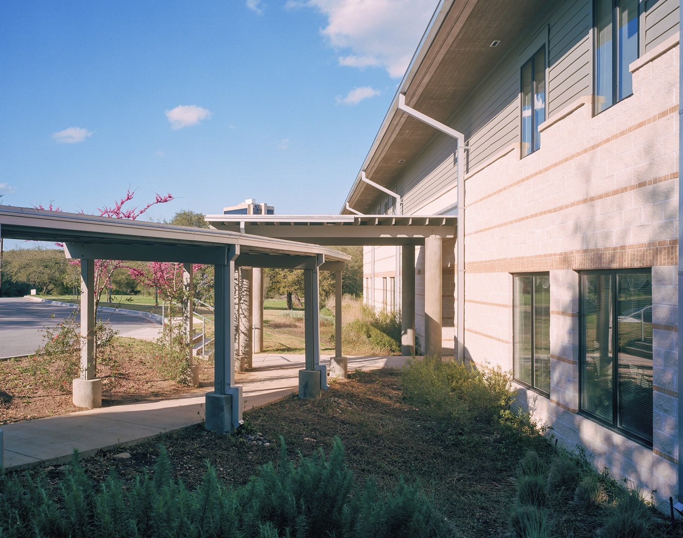 An accessible ramp leading to a school.