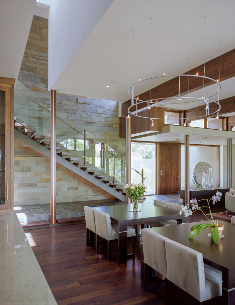 Dining room and nearby stair set.