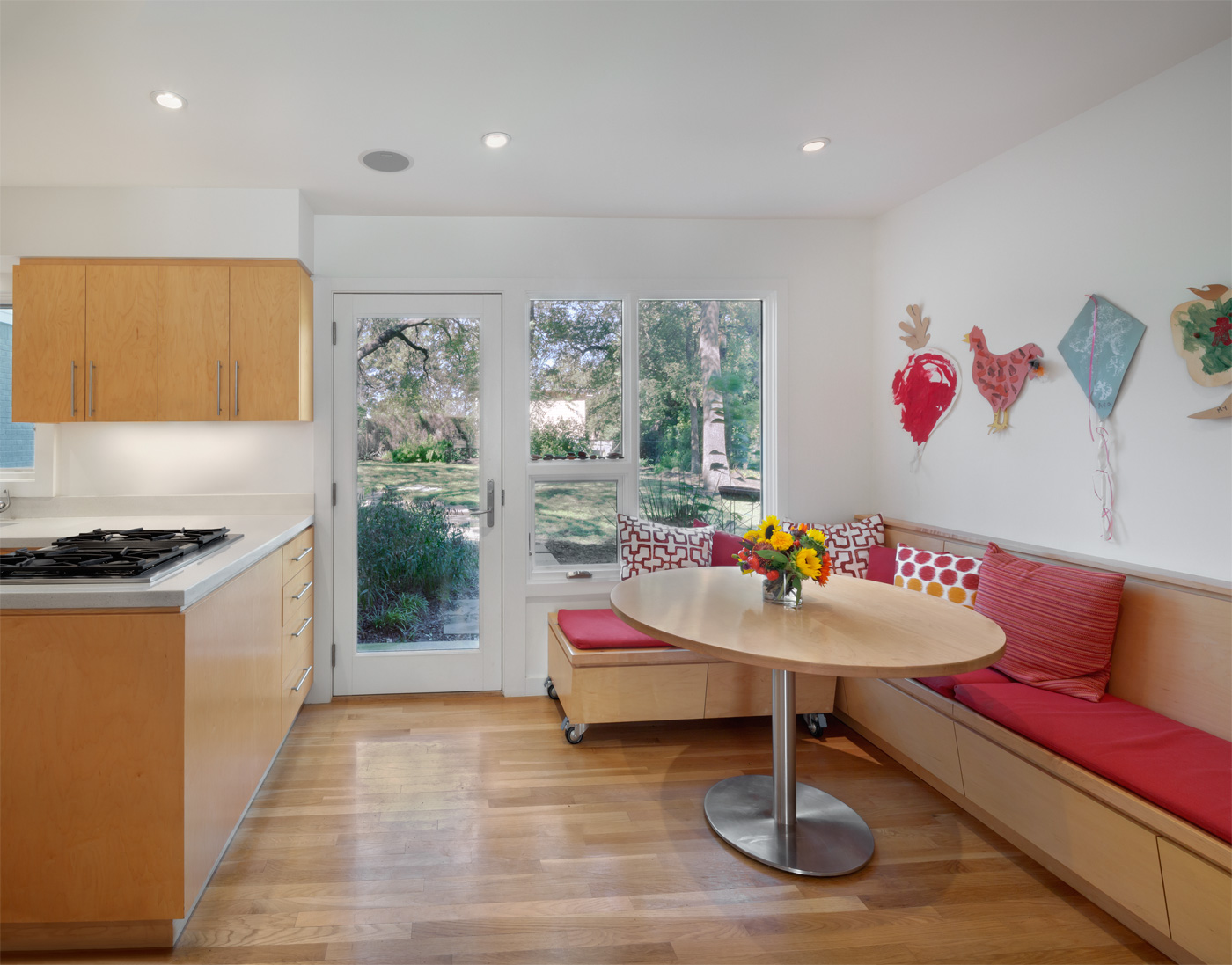 Dining corner and next to kitchen.