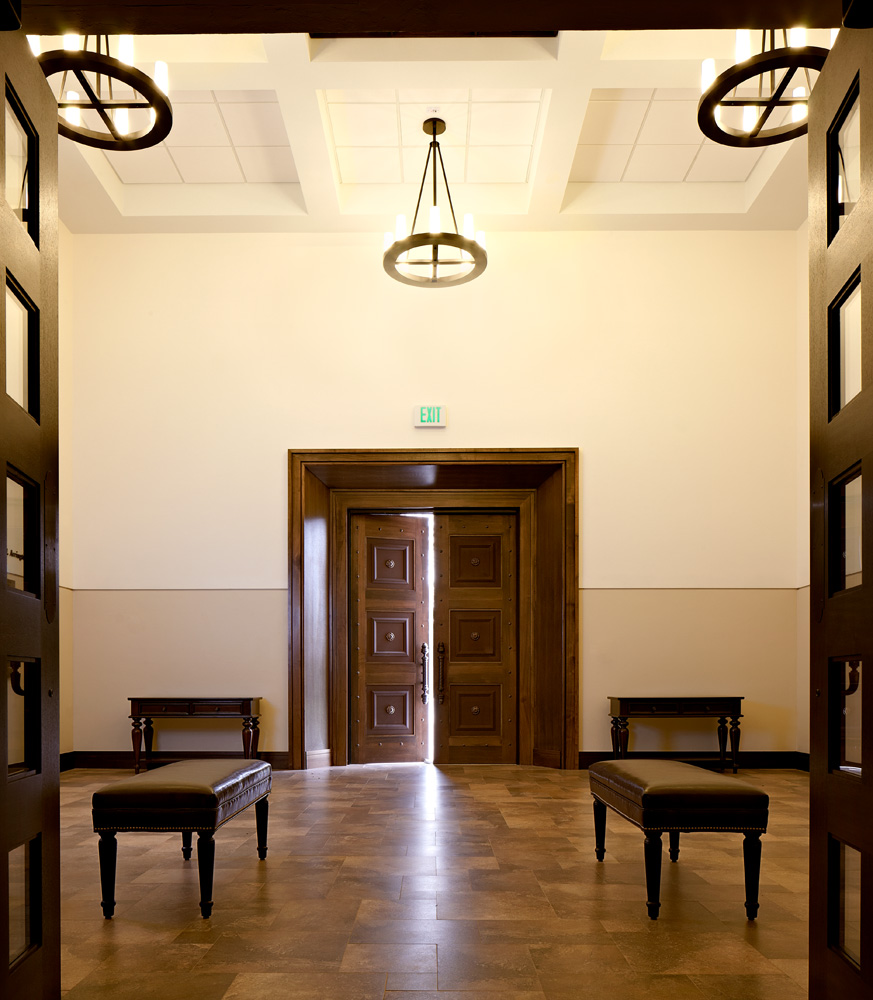 Small atrium area Infront of main entrance doors.