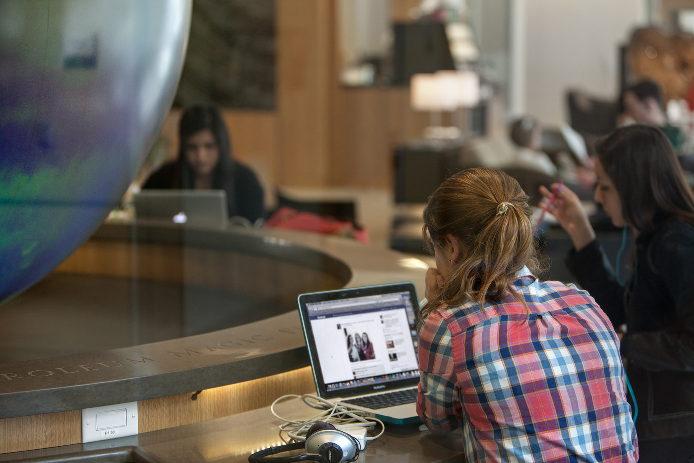 Students working at computers.