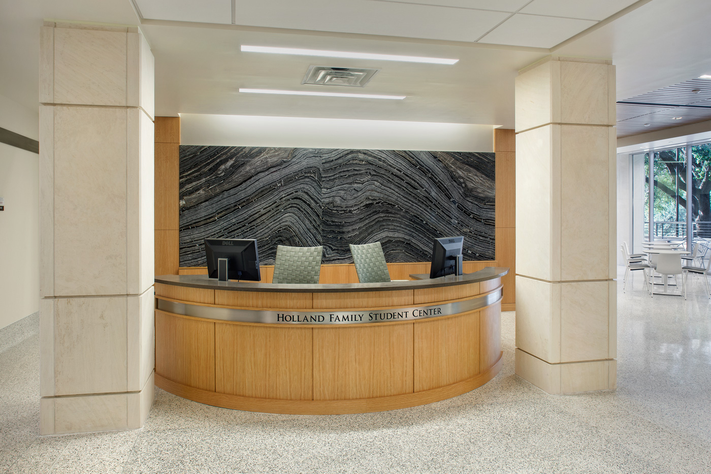 A reception desk of a student center.