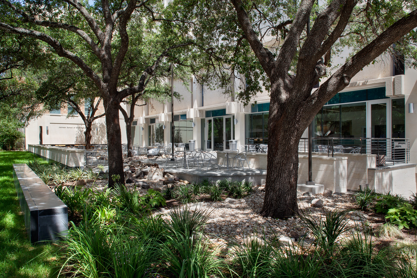 Outdoor patio eating space.