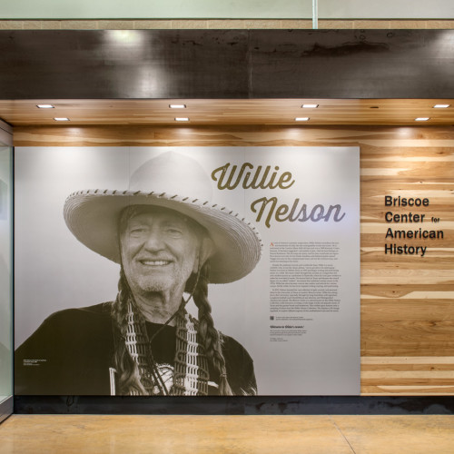 A small exhibit on the great American hero Willie Nelson sponsored by the Briscoe Center for American History in the Austin Bergstrom International Airport.