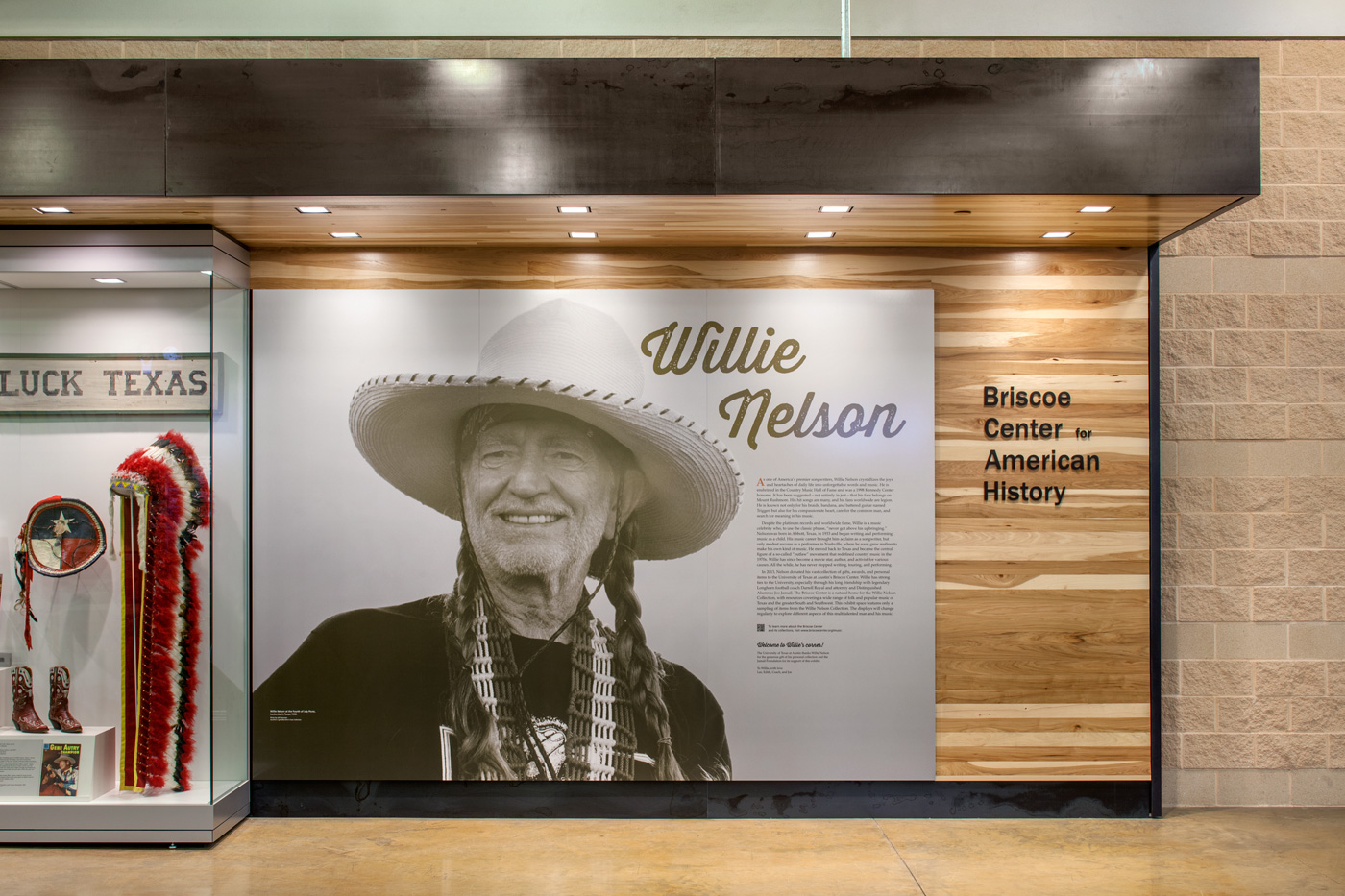 A small exhibit on the great American hero Willie Nelson sponsored by the Briscoe Center for American History in the Austin Bergstrom International Airport.