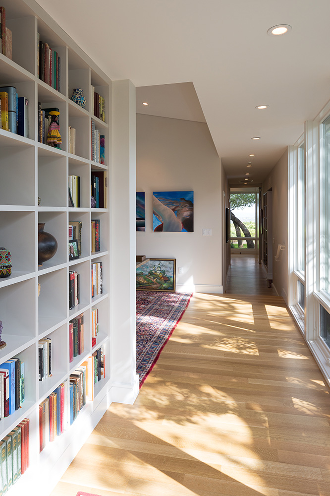 A wood floored hallway.