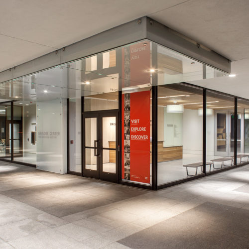 An entrance to a building titled Briscoe center for American history.