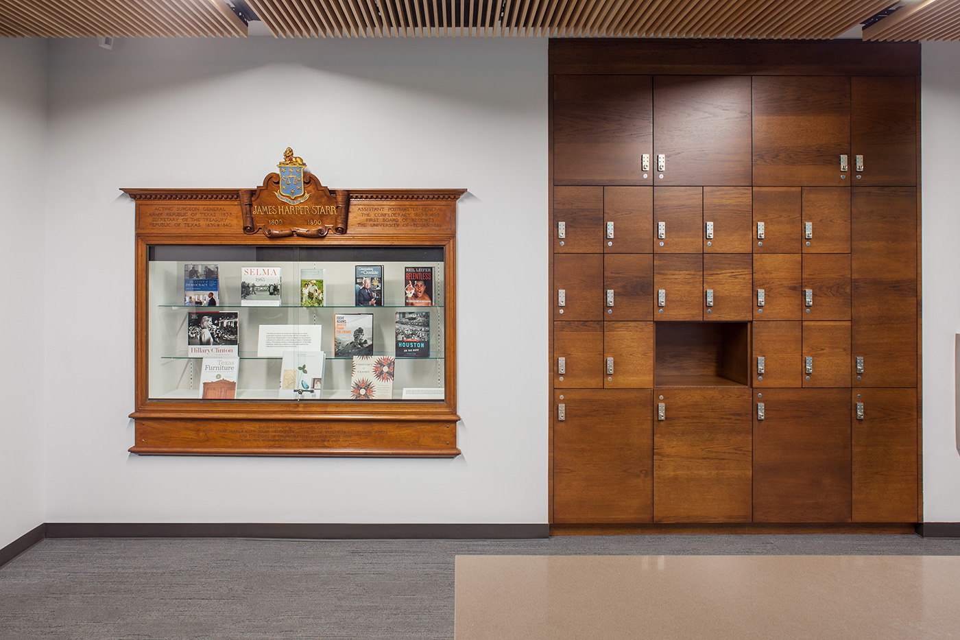 Wooden day lockers.