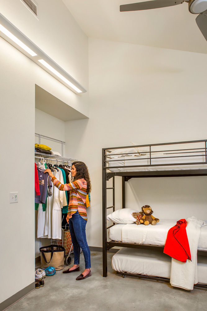 Closet and bunk bed space.