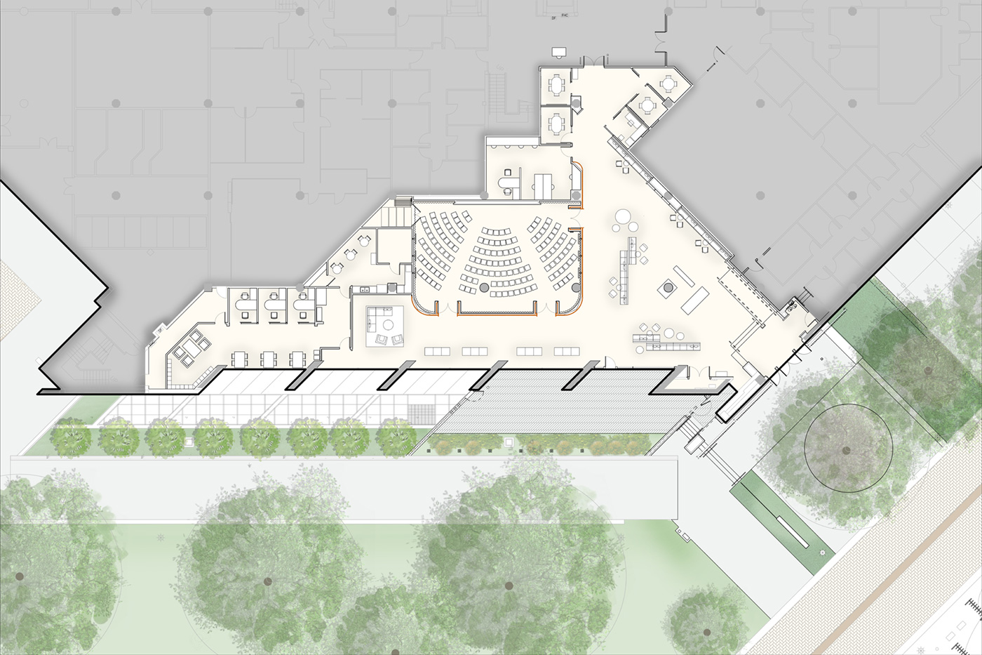 Floor plan of University of Texas Welcome Center.