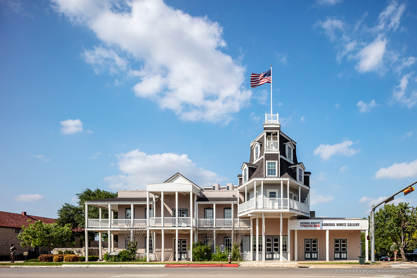 The exterior of the building that houses the Admiral Nimitz Museum.