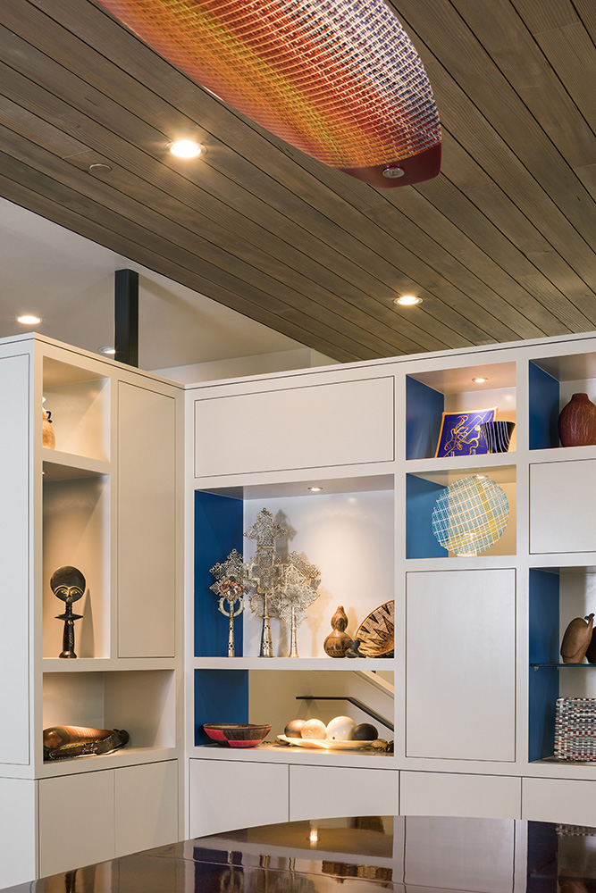 Cabinet cubbies of an office.