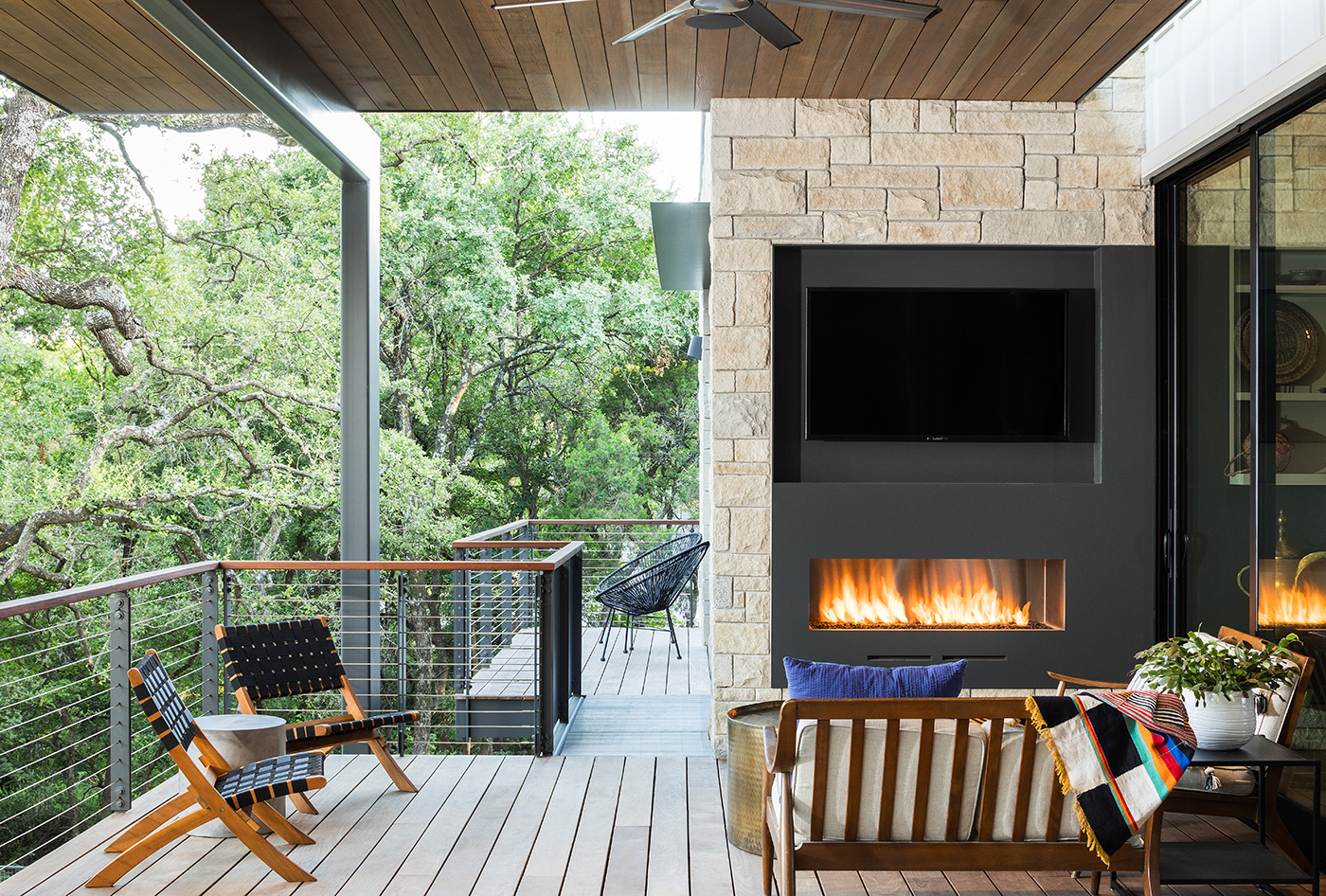 fireplace on back deck