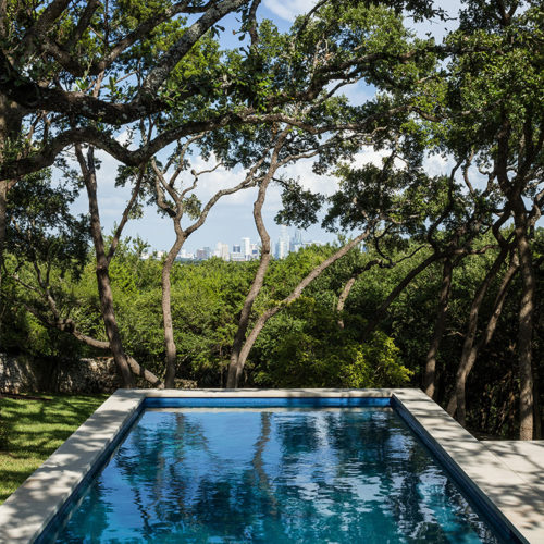 Pool's view to downtown Austin.