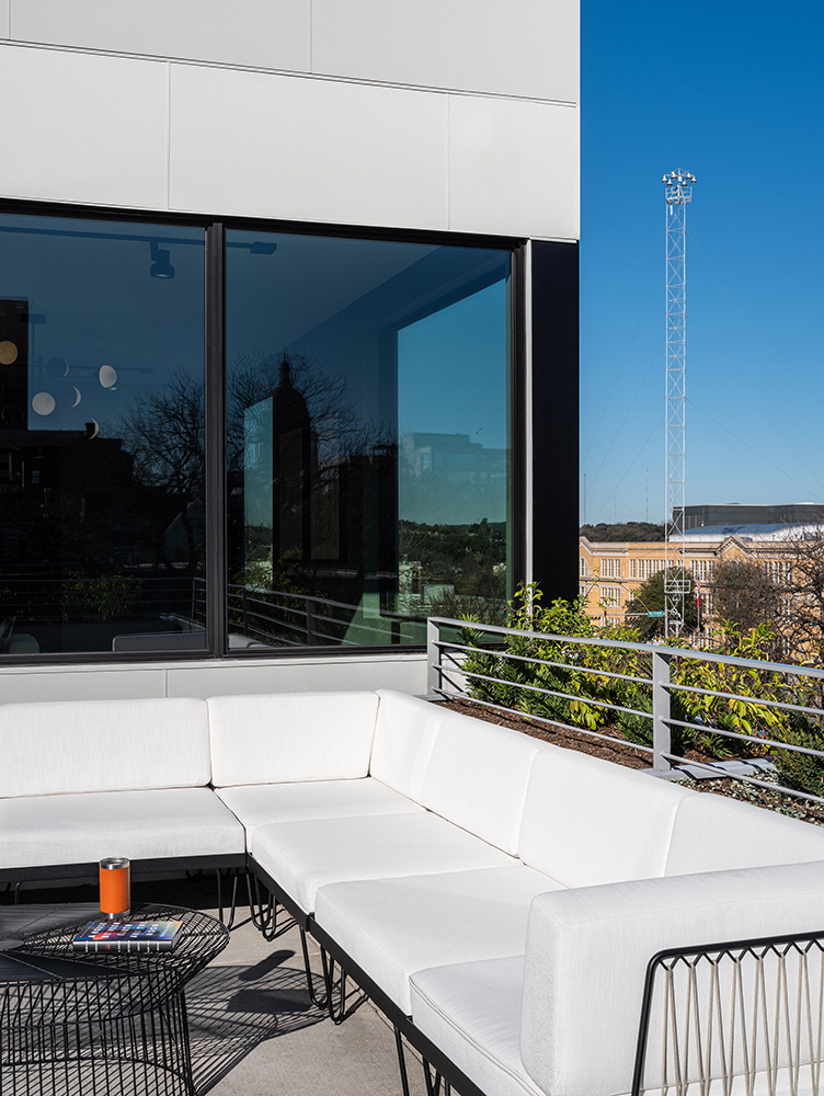 Roof patio seating area.