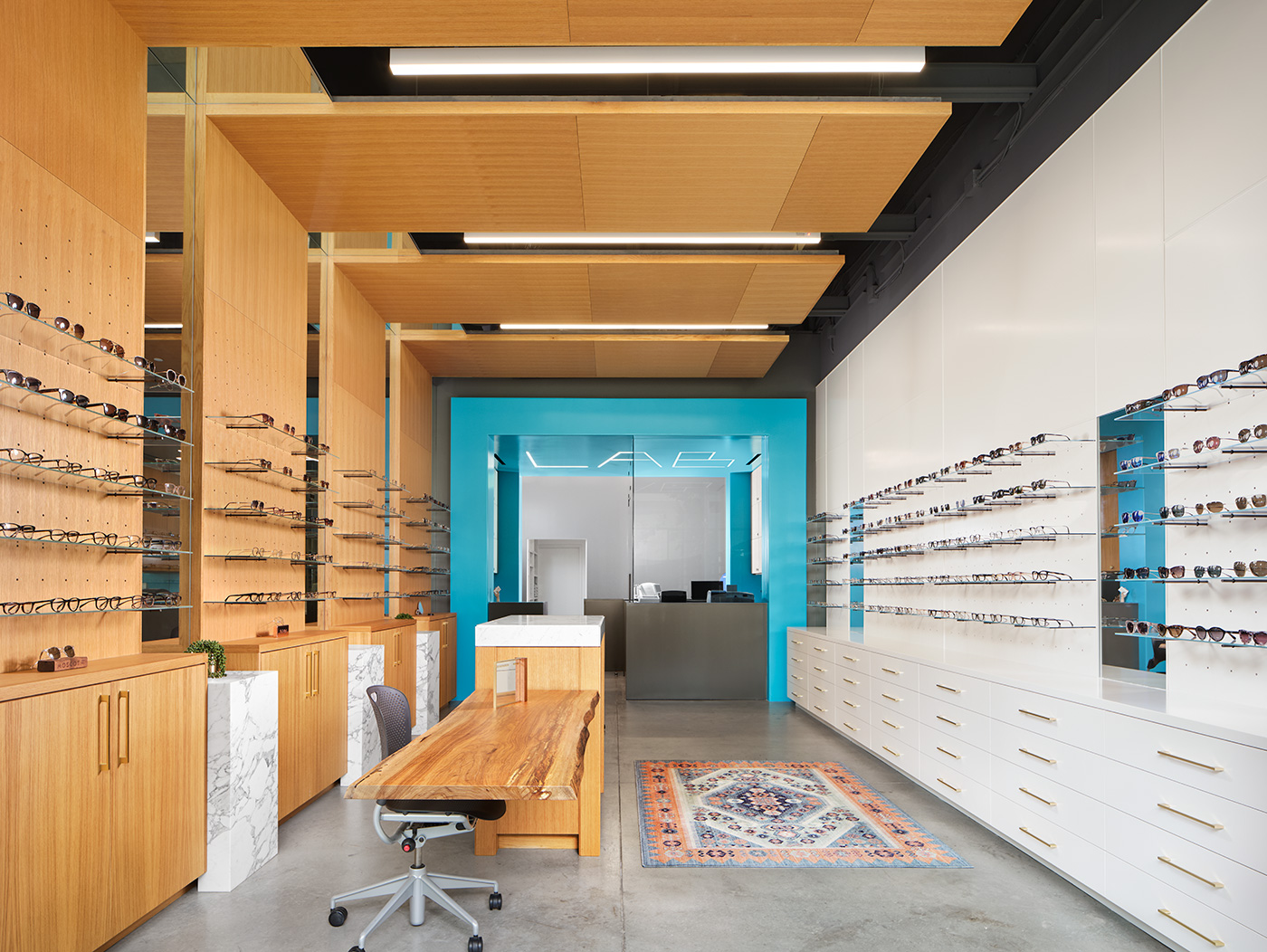 The interior of a small eyewear store.