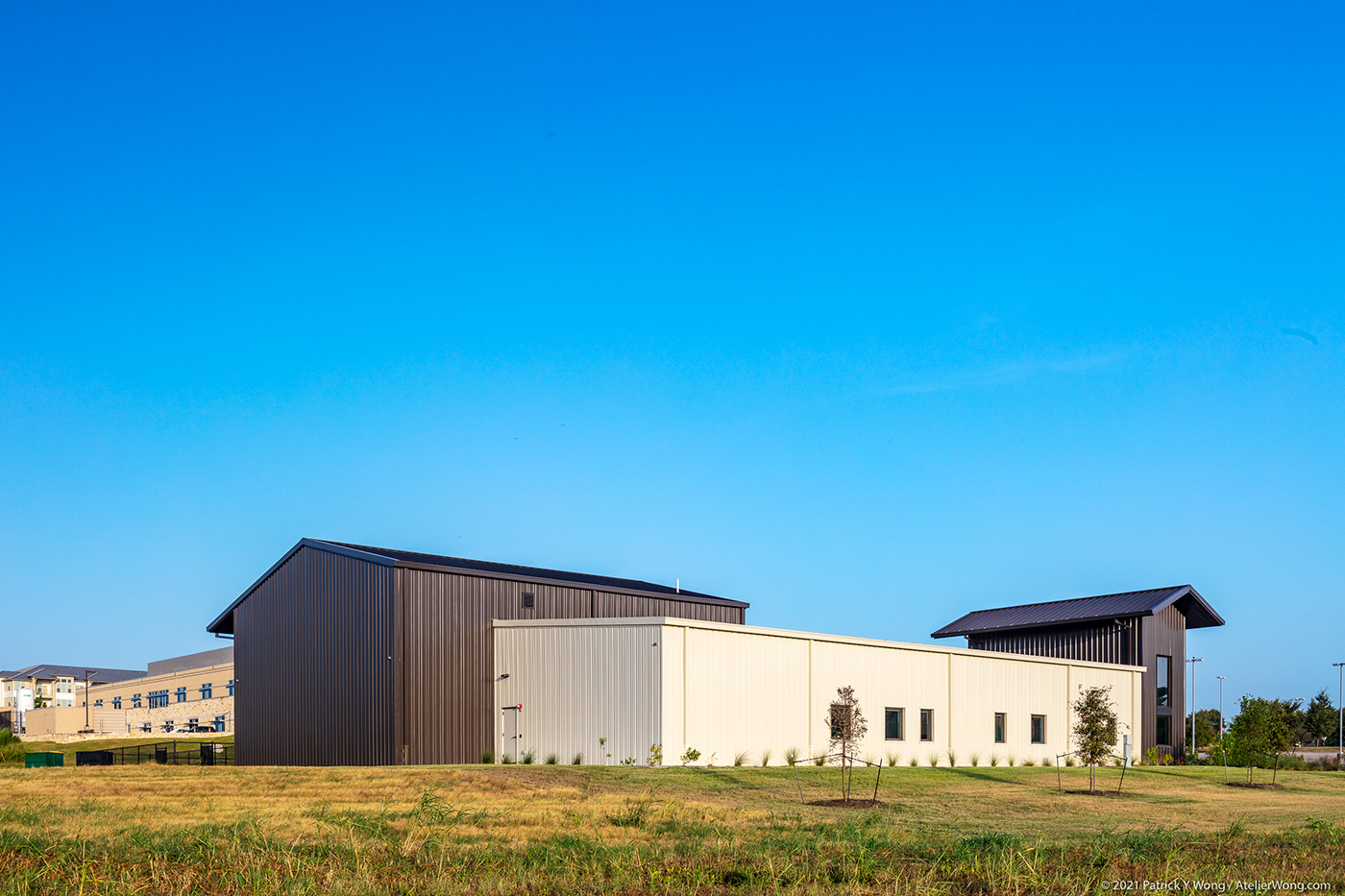 Metal sheet building.