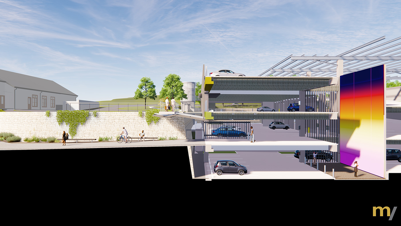 Rendering of the Y plane of a parking garage.