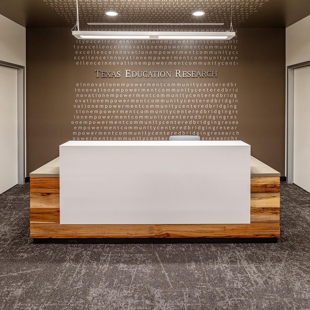 Reception desk at Texas Education Research Office.